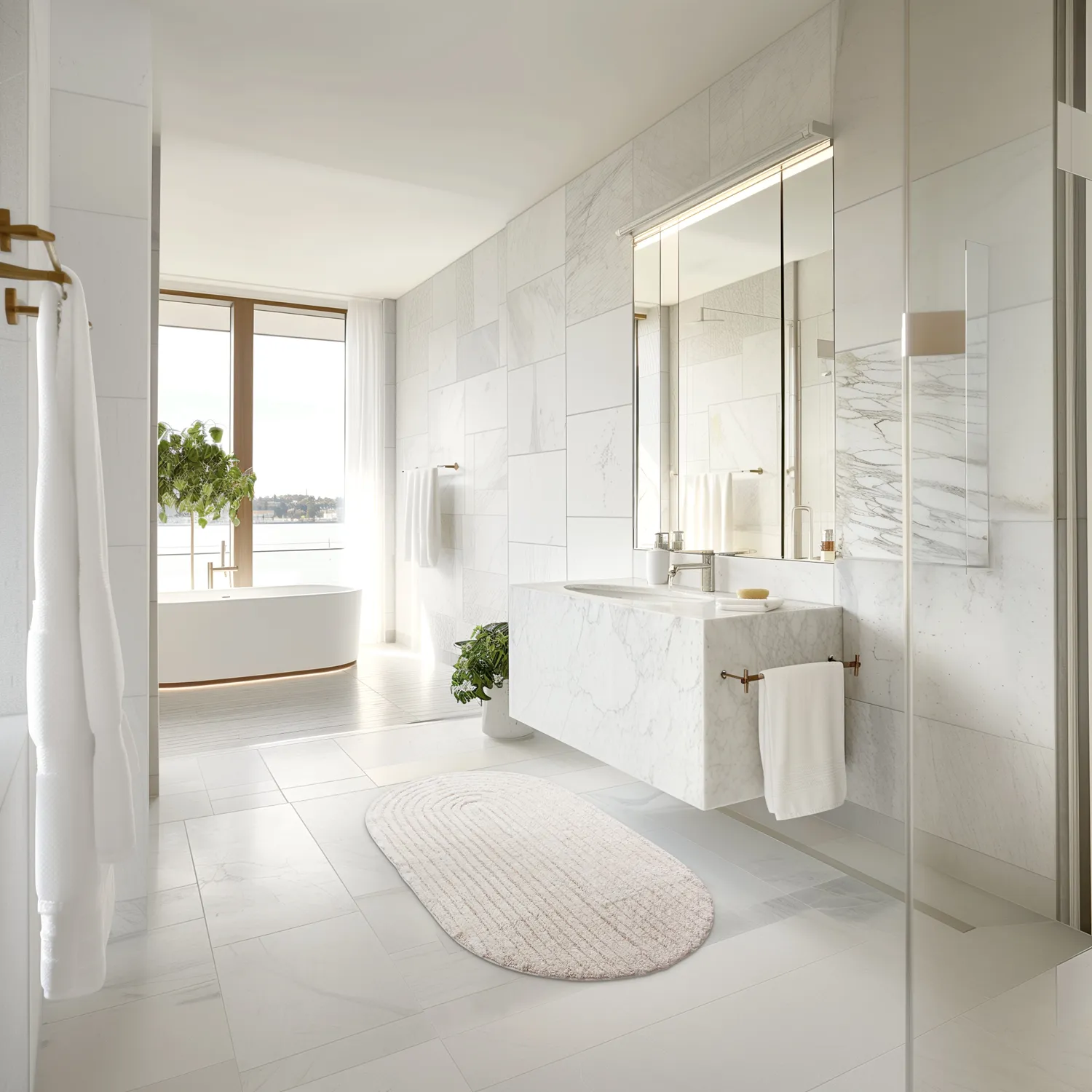 Oval badeværelsesmåtte - Evena (off-white)