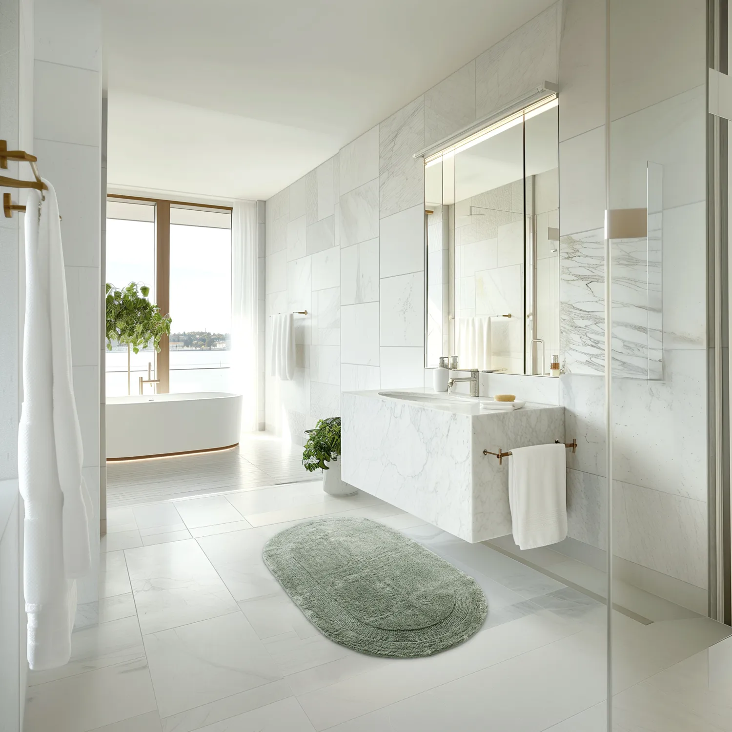 Oval badeværelsesmåtte - Nila (lysegrøn)