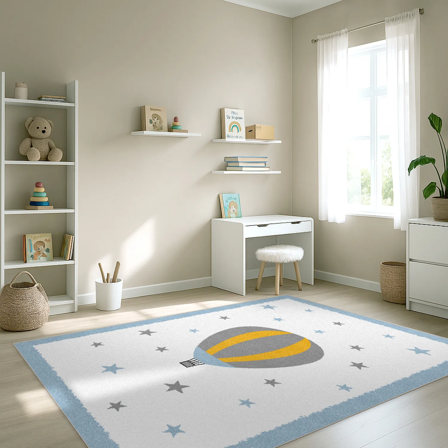 Børnetæppe - Alone Balloon (blå)