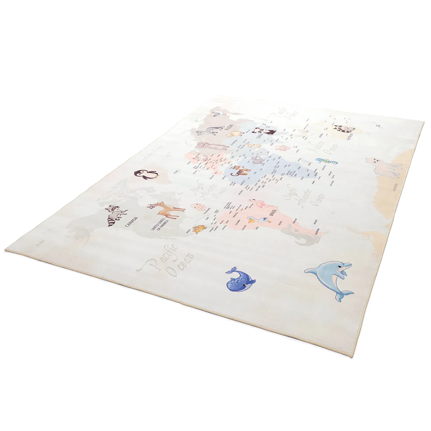 Børnetæppe - Animal Map (beige)