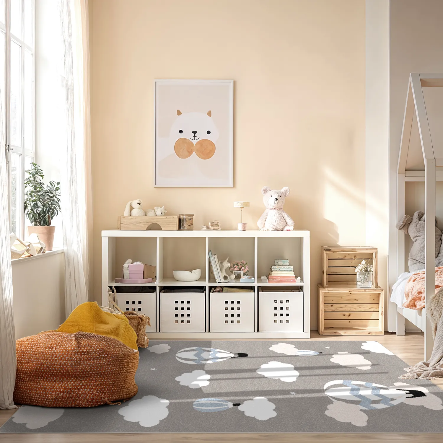 Børnetæppe - Balloons (blå)