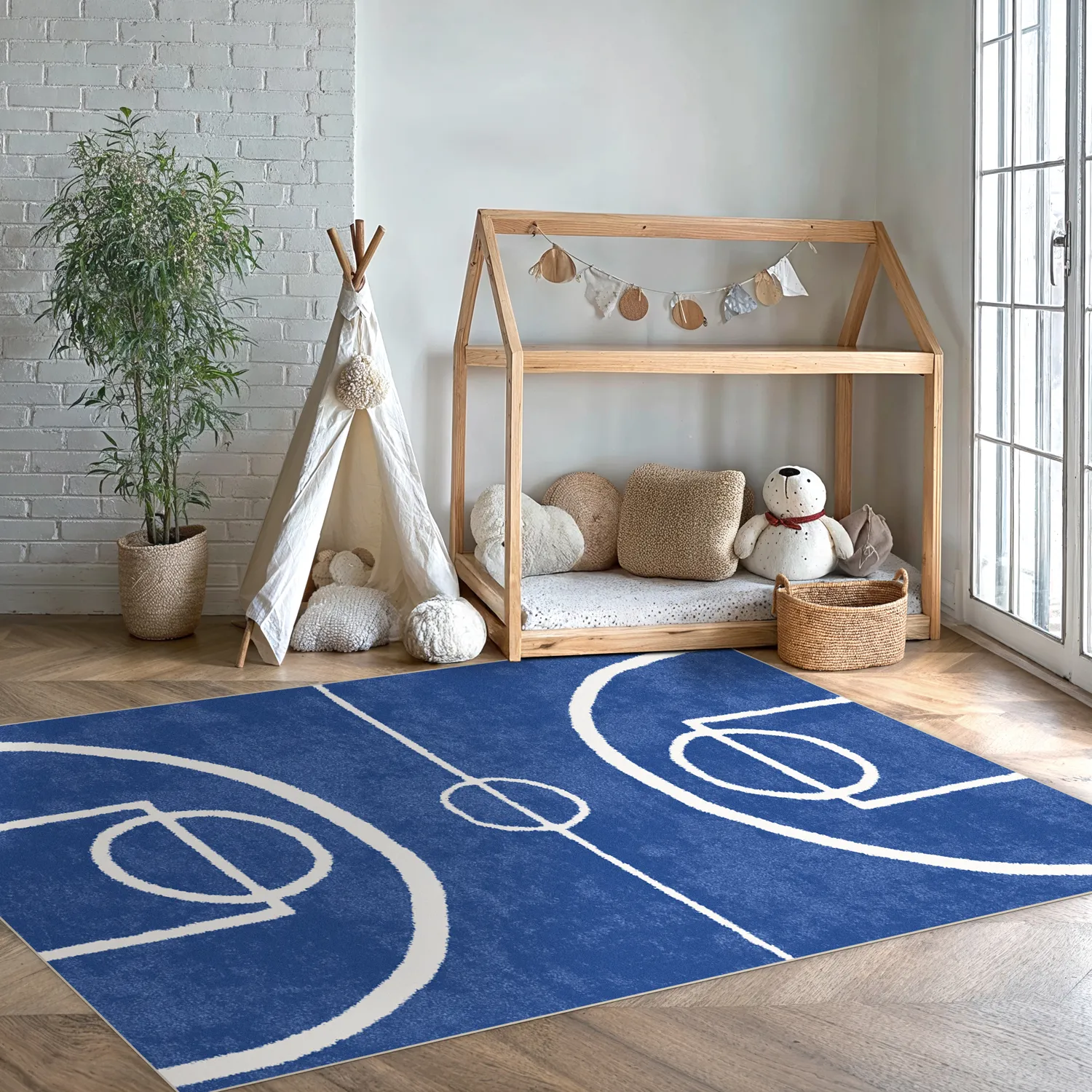 Børnetæppe - Basket (blå)