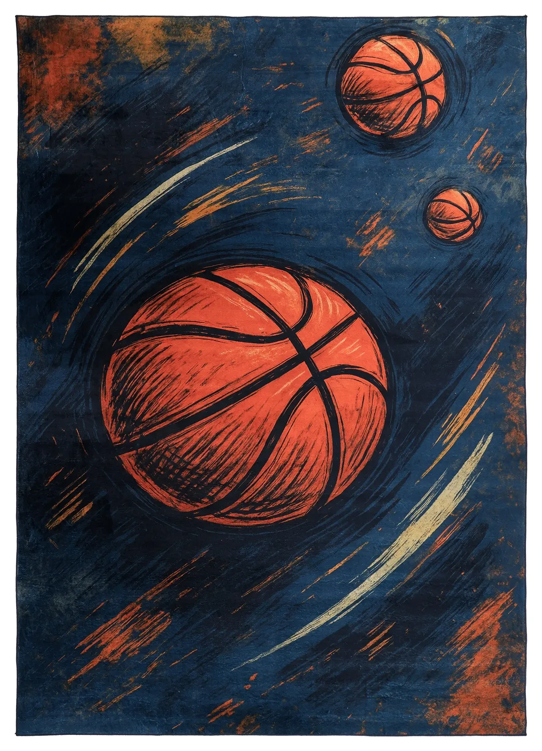 Børnetæppe - Basketball (blå)