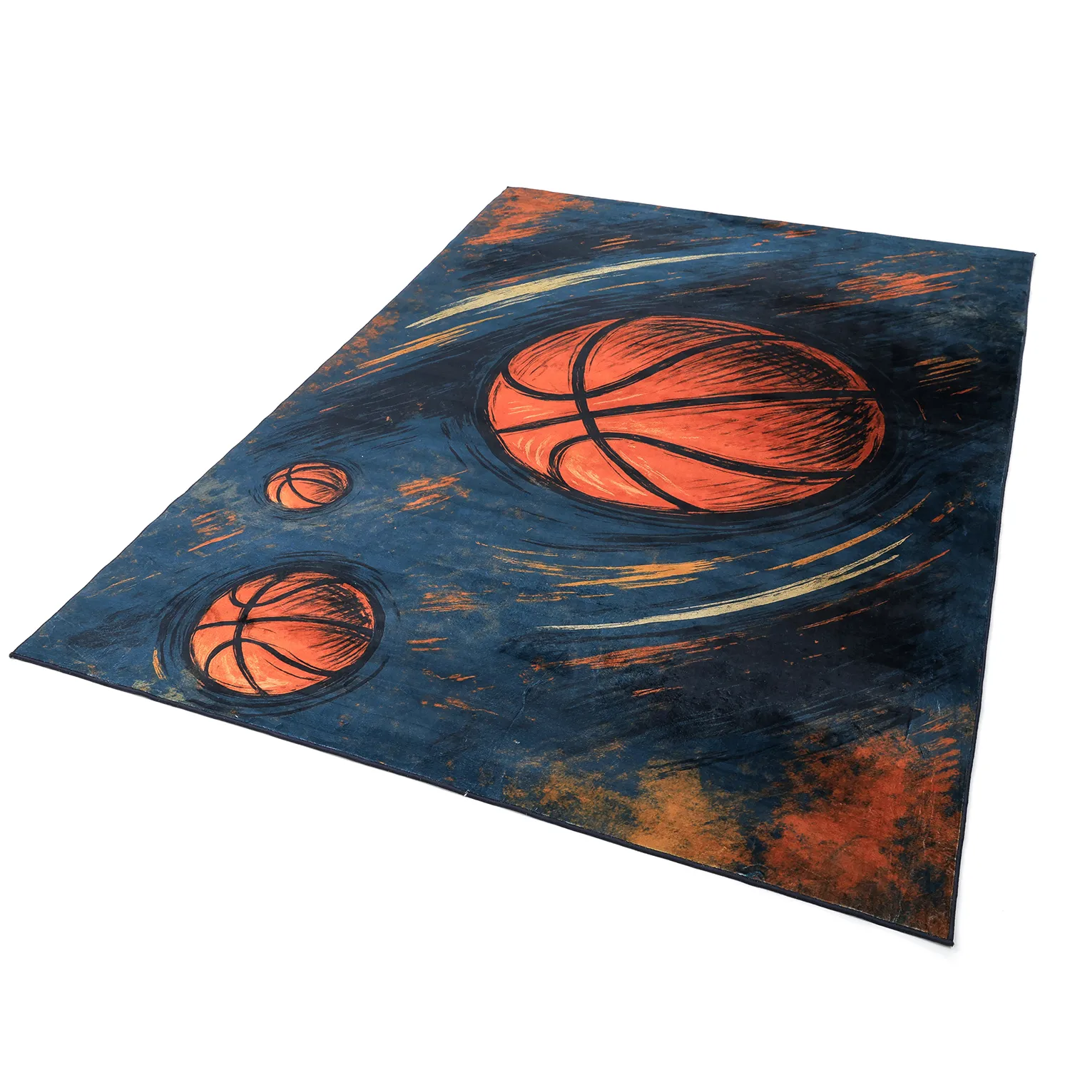 Børnetæppe - Basketball (blå)