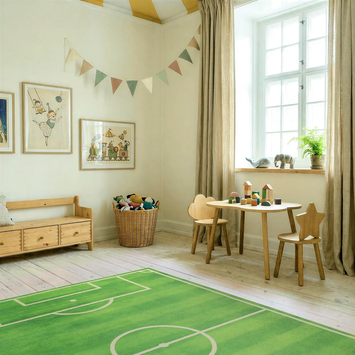 Børnetæppe - Football Field (grøn)