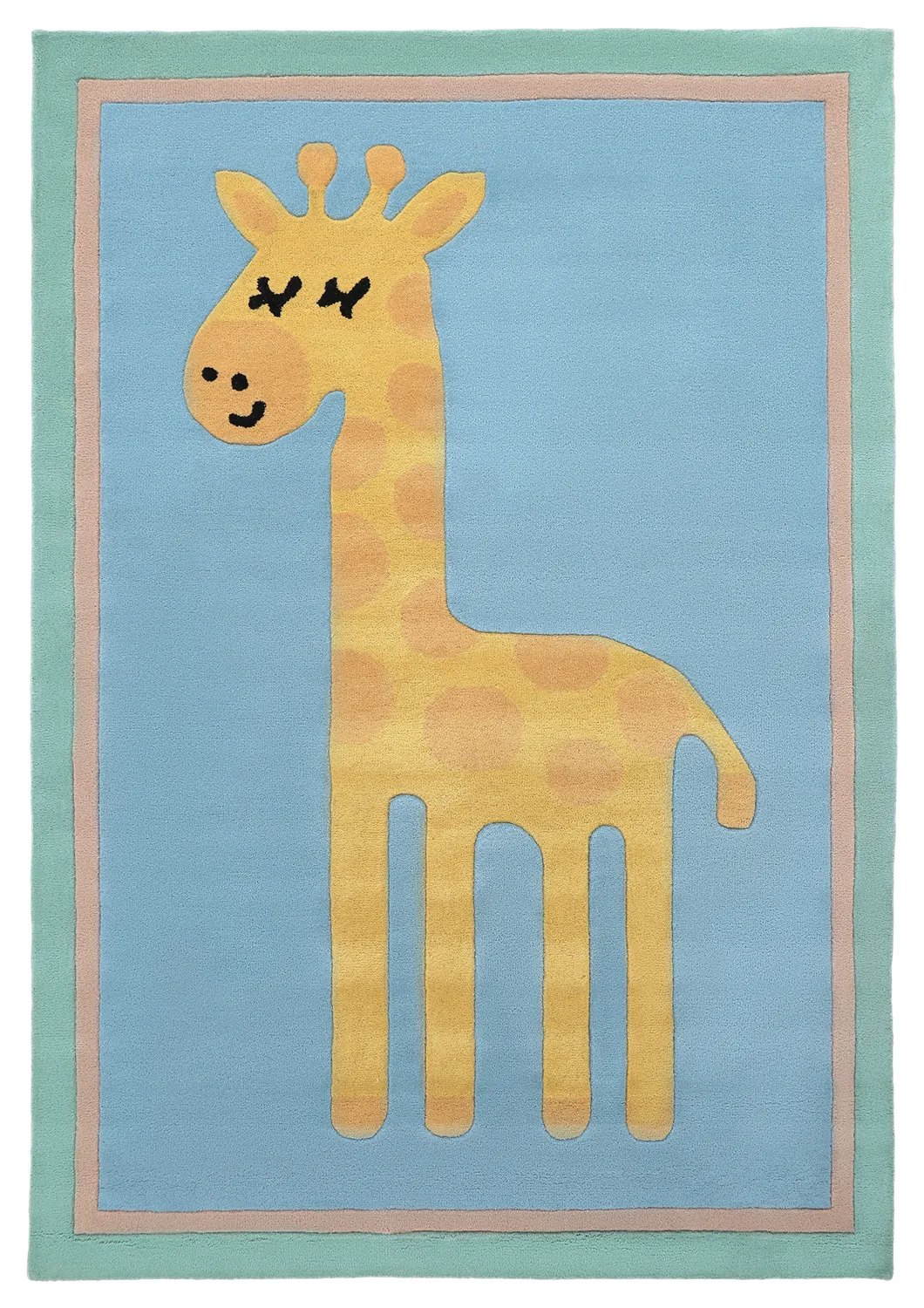 Børnetæppe - Giraffe Hand Tufted Wool Premium (lyseblå/multi)