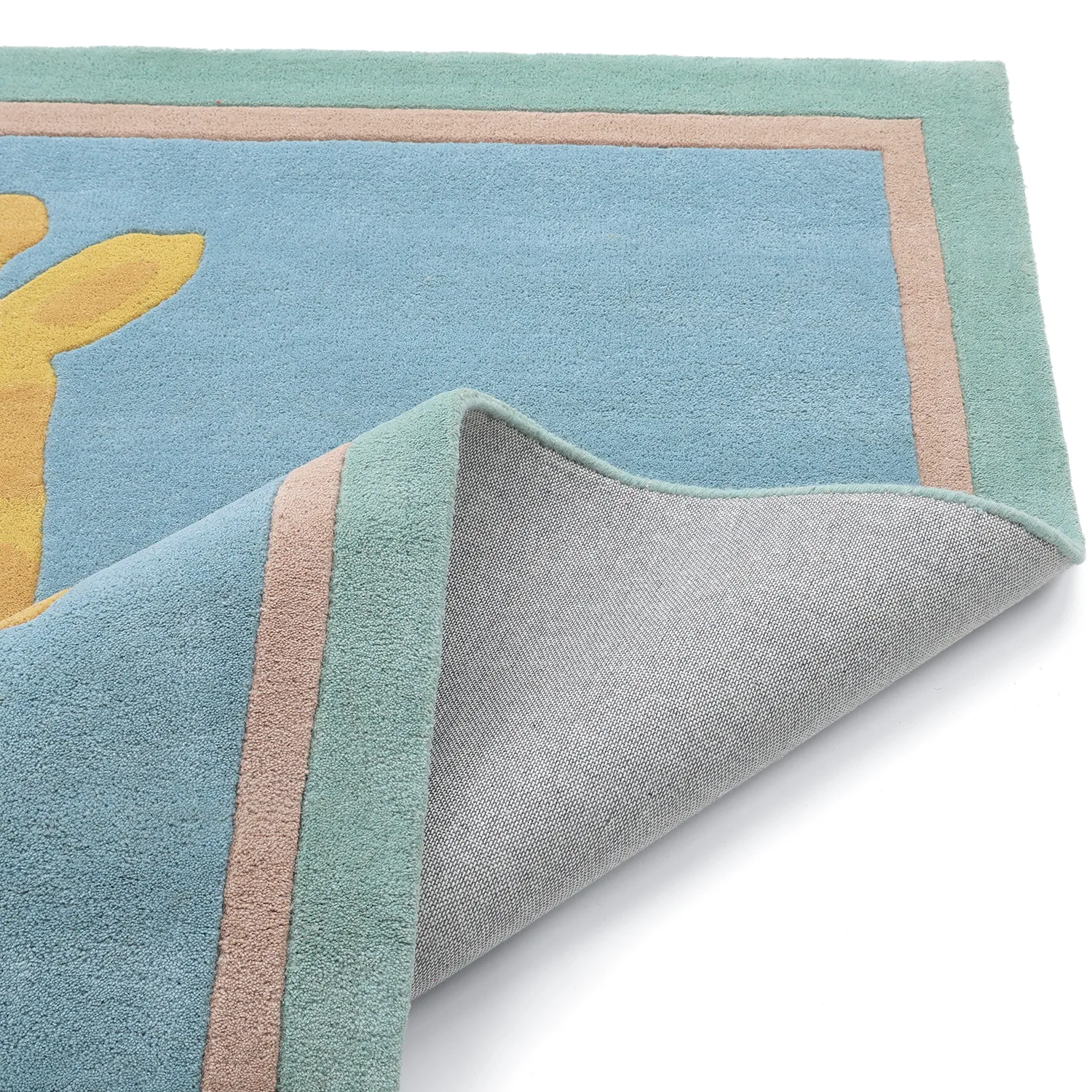 Børnetæppe - Giraffe Hand Tufted Wool Premium (lyseblå/multi)