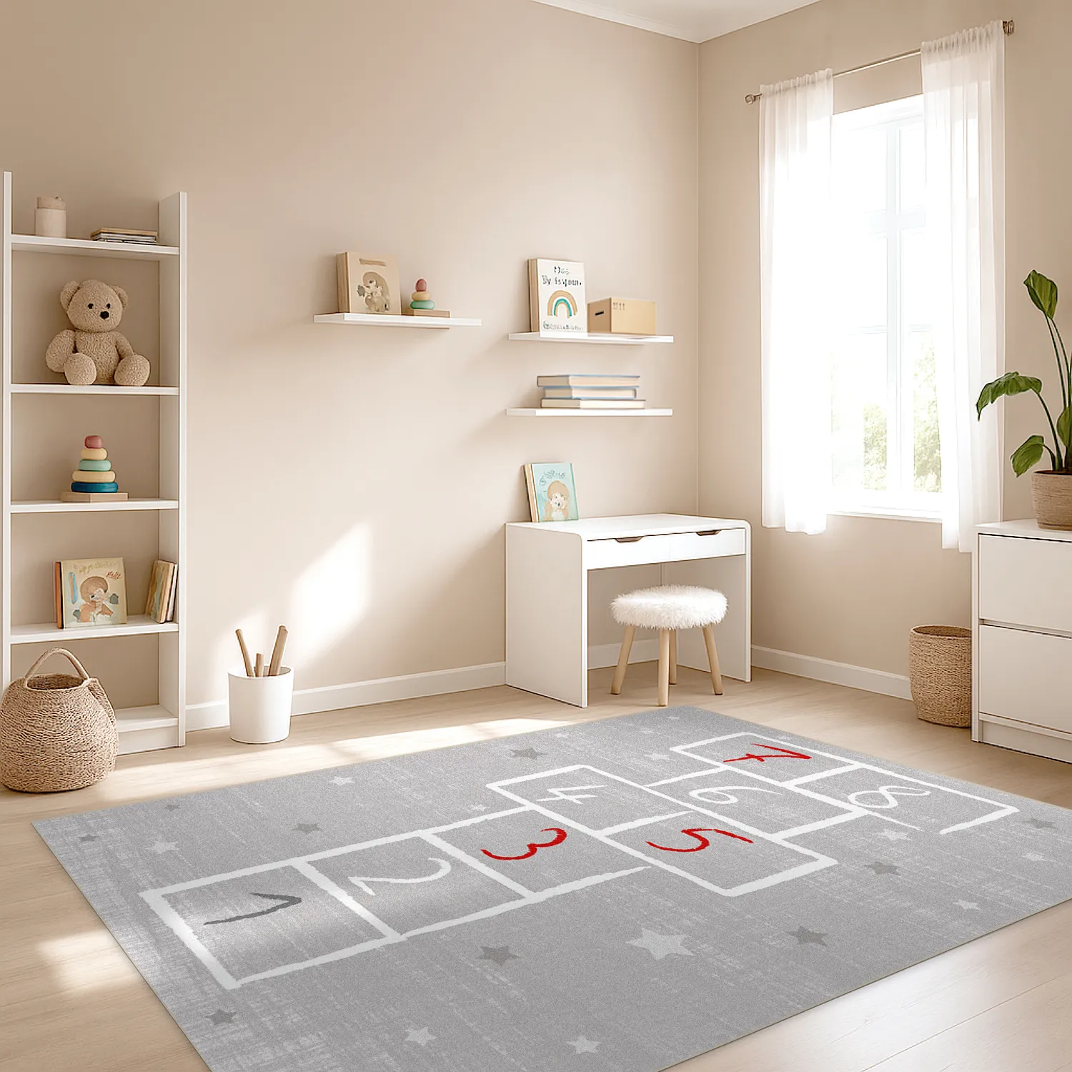 Børnetæppe - Hopscotch (grå)