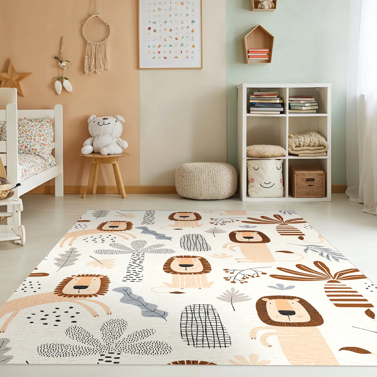 Børnetæppe - Lion Friends (beige)