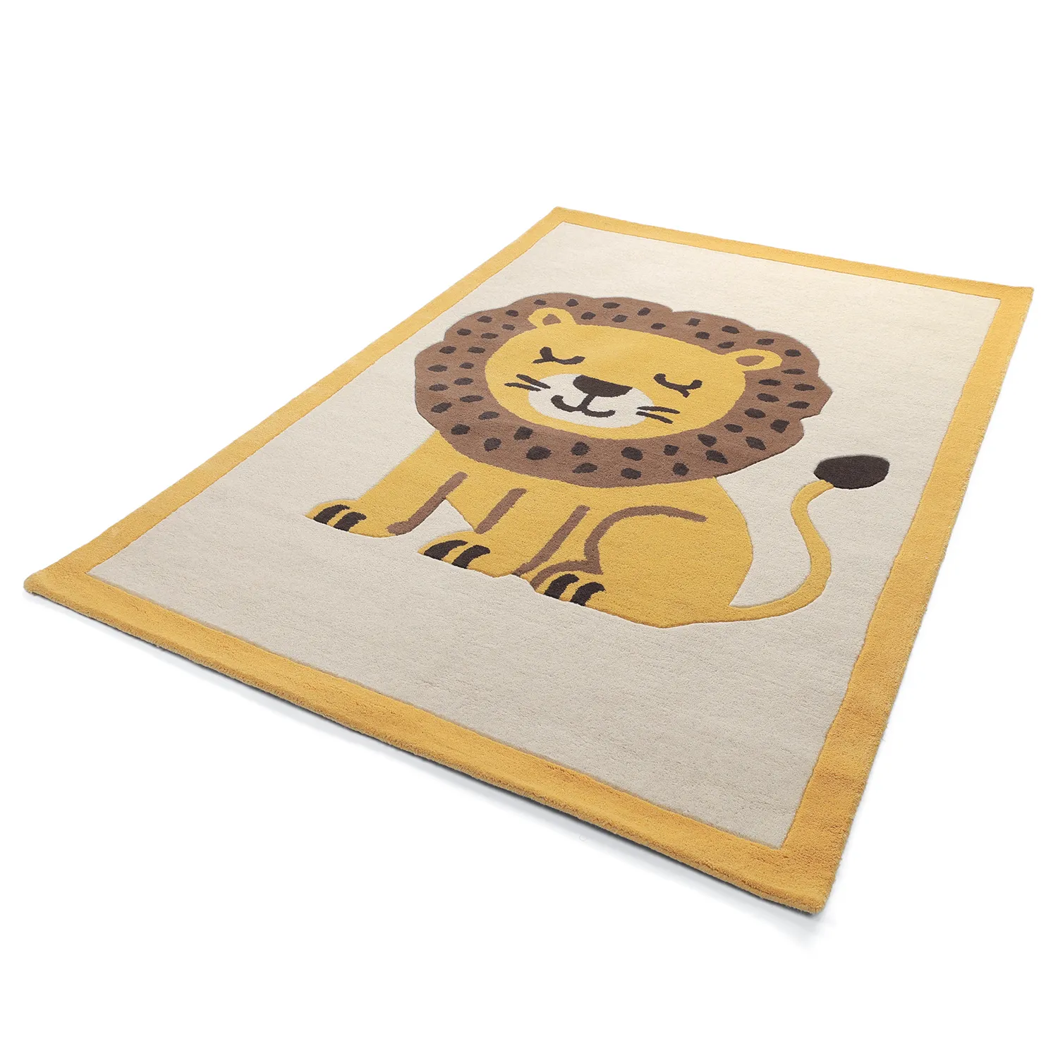 Børnetæppe - Lion Hand Tufted Wool Premium (beige/multi)