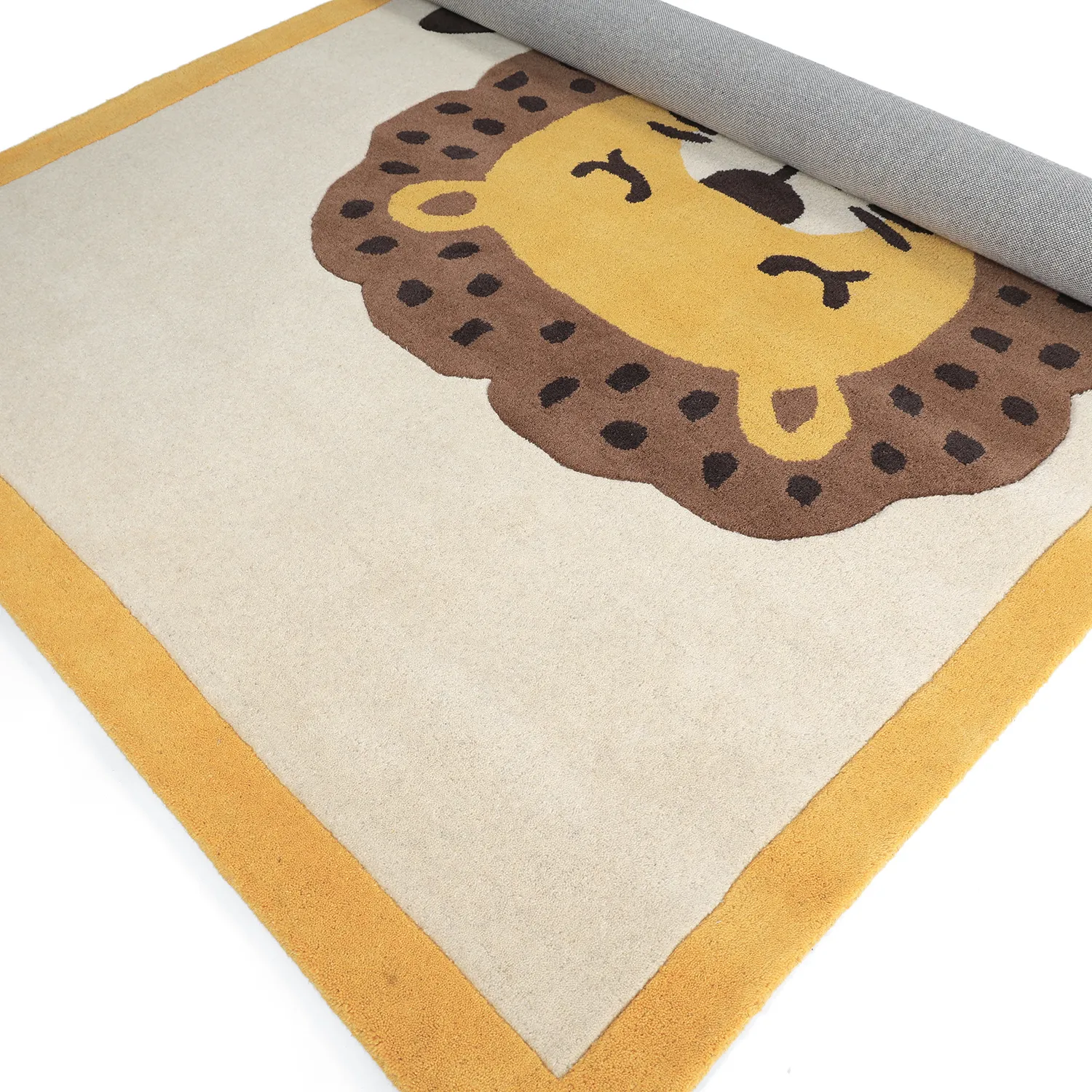 Børnetæppe - Lion Hand Tufted Wool Premium (beige/multi)