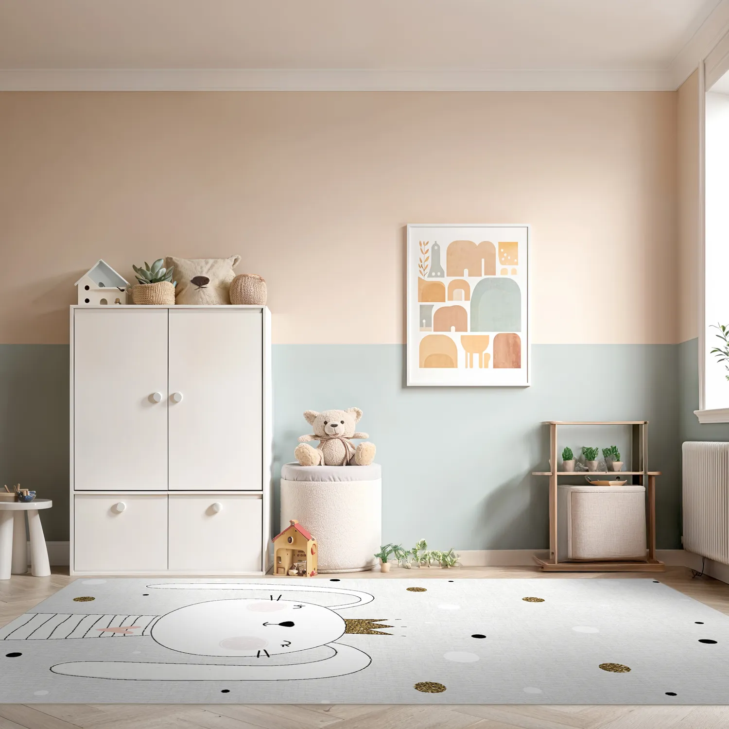 Børnetæppe - Rabbit Crown (grå)