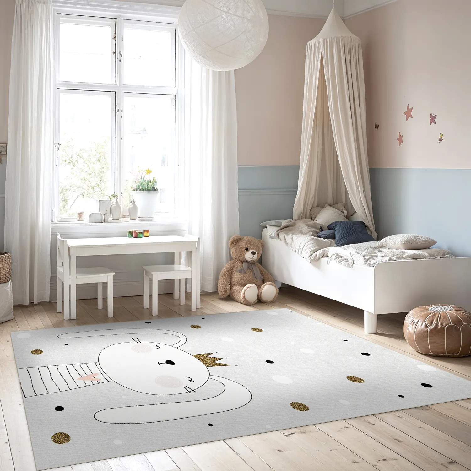 Børnetæppe - Rabbit Crown (grå)