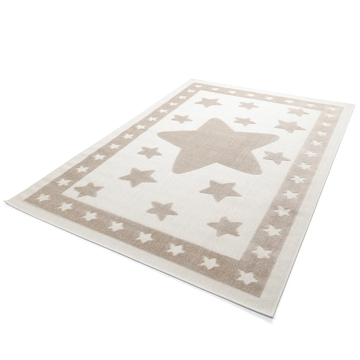Børnetæppe - Star Frame (creme/brun)