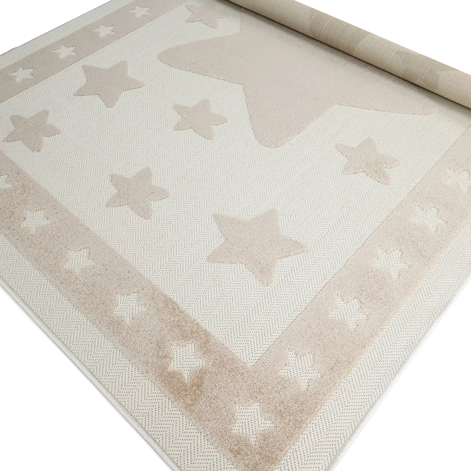 Børnetæppe - Star Frame (creme/brun)
