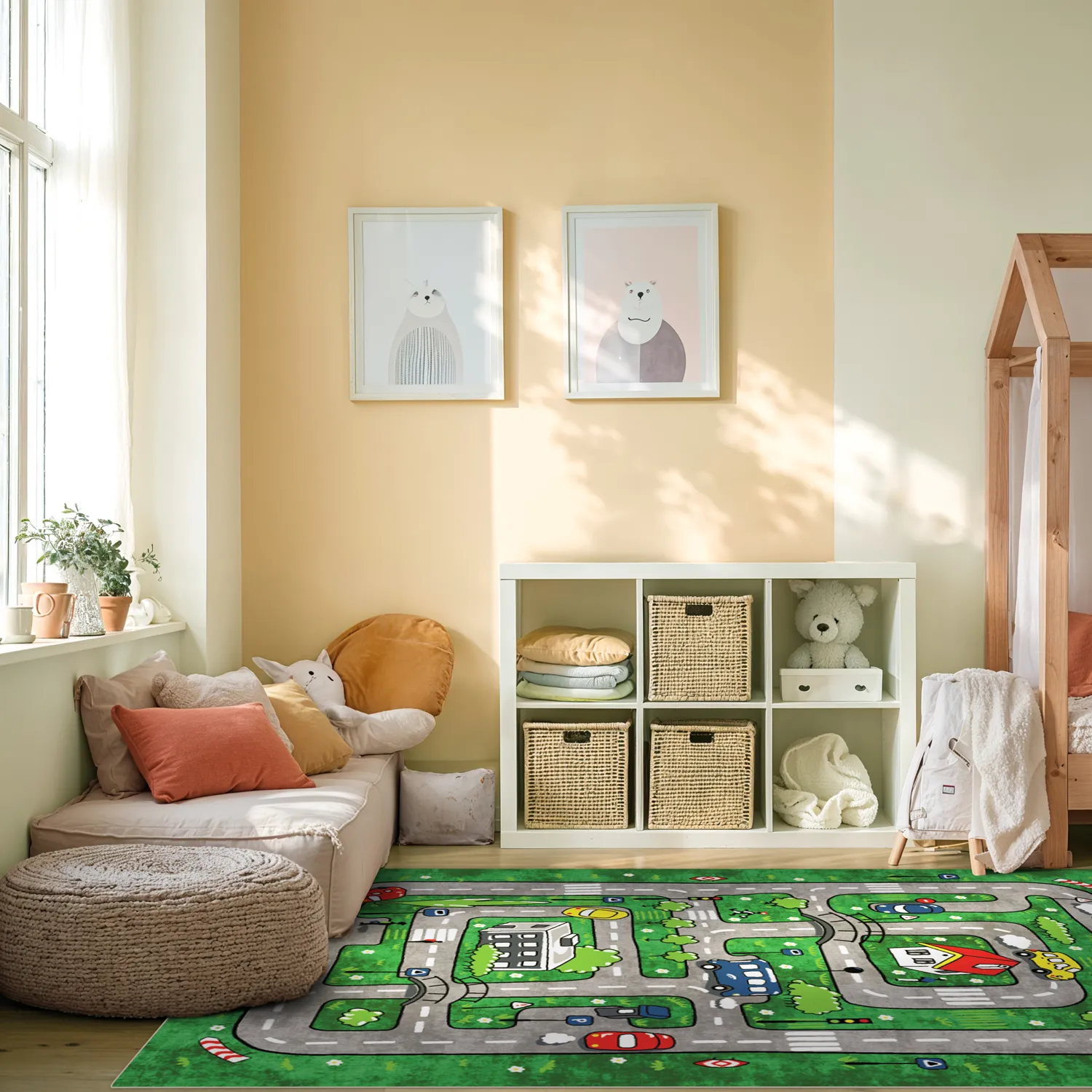 Børnetæppe - Village Road (grøn)