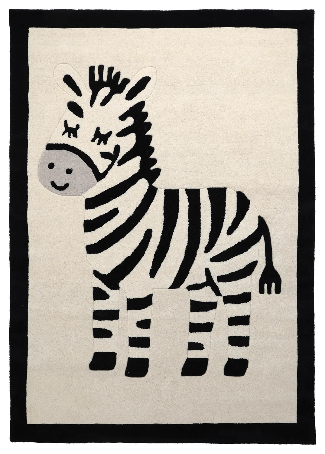 Børnetæppe - Zebra Hand Tufted Wool Premium (beige/sort)
