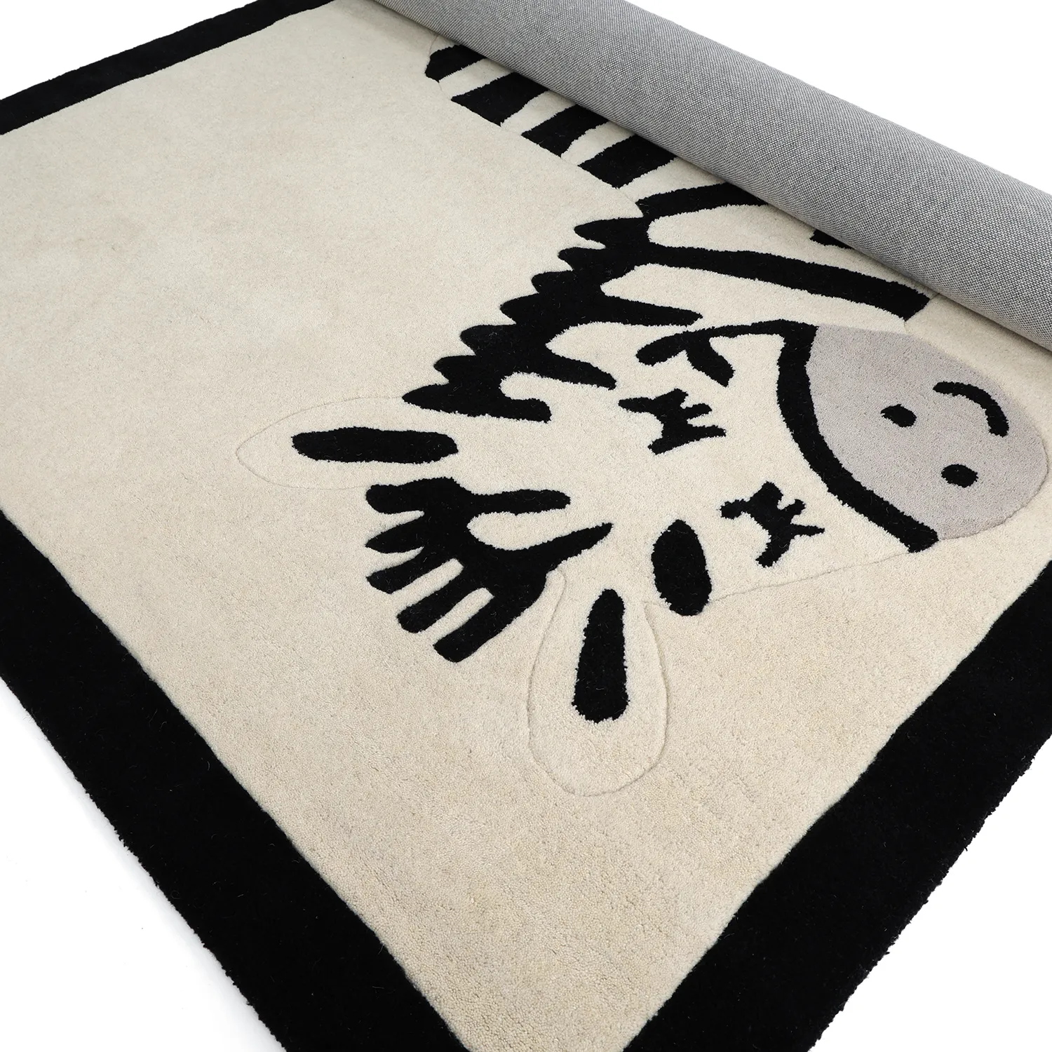 Børnetæppe - Zebra Hand Tufted Wool Premium (beige/sort)