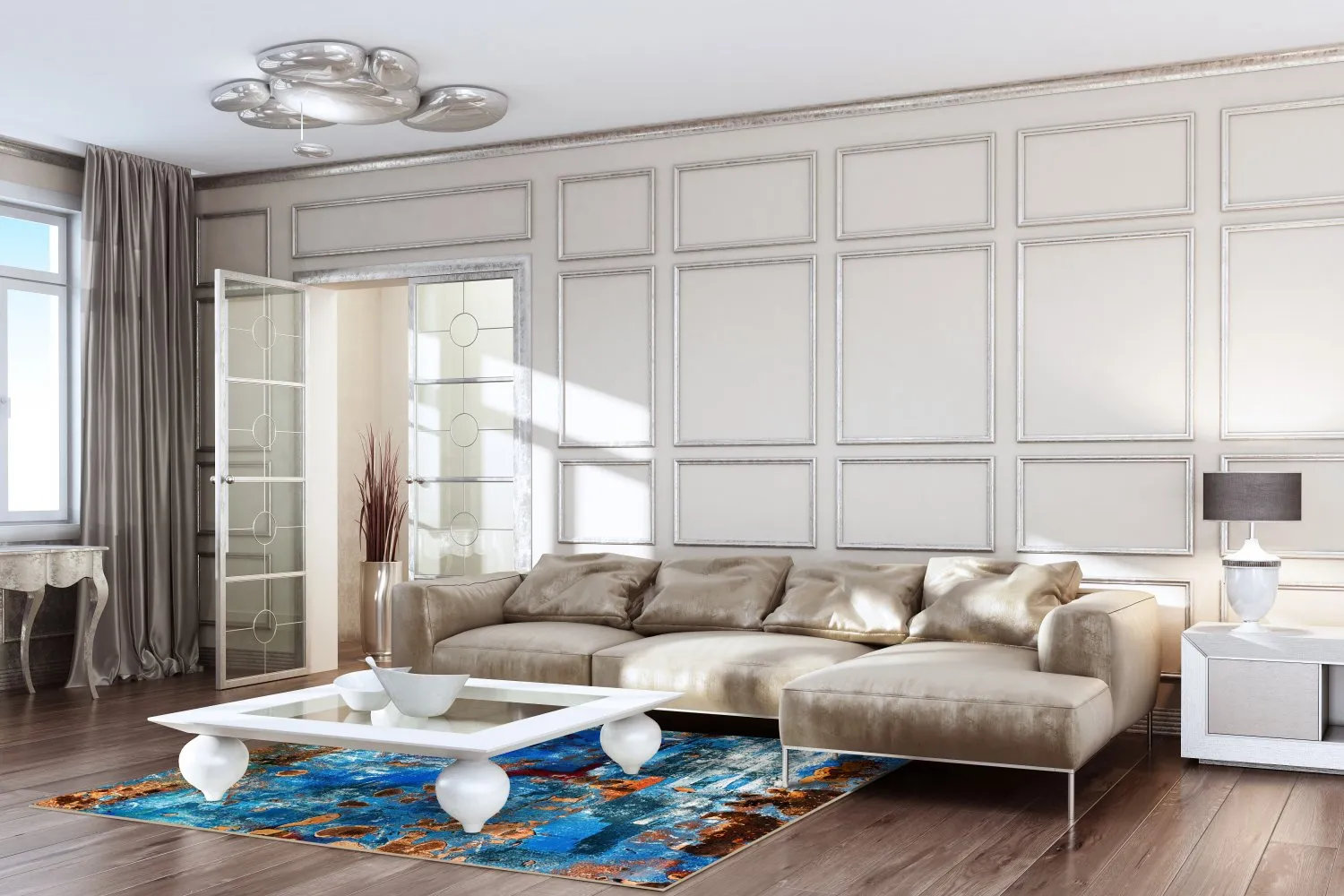 Wilton-tæppe - Rillo (blå)