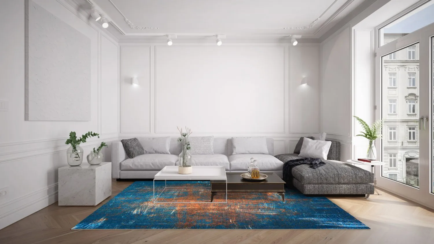 Wilton-tæppe - Tierzo (blå)