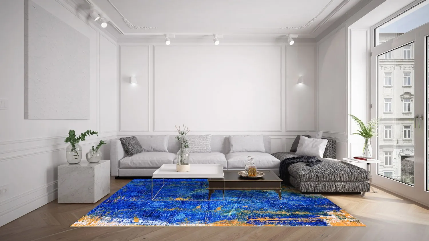 Wilton-tæppe - Taravilla (blå)