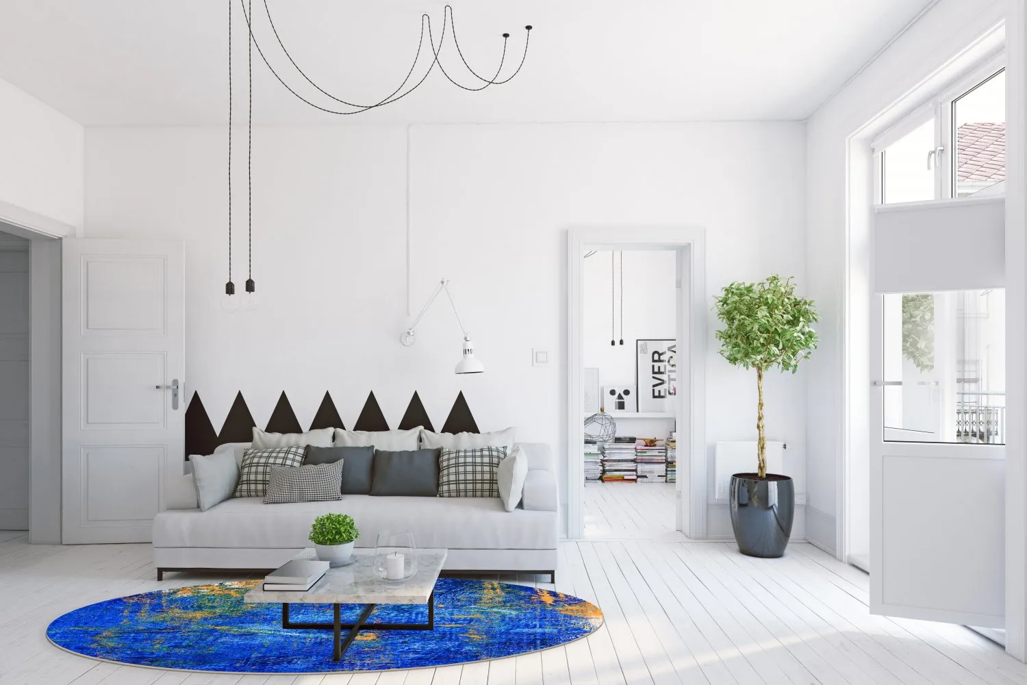 Rundt tæppe - Taravilla (blå)