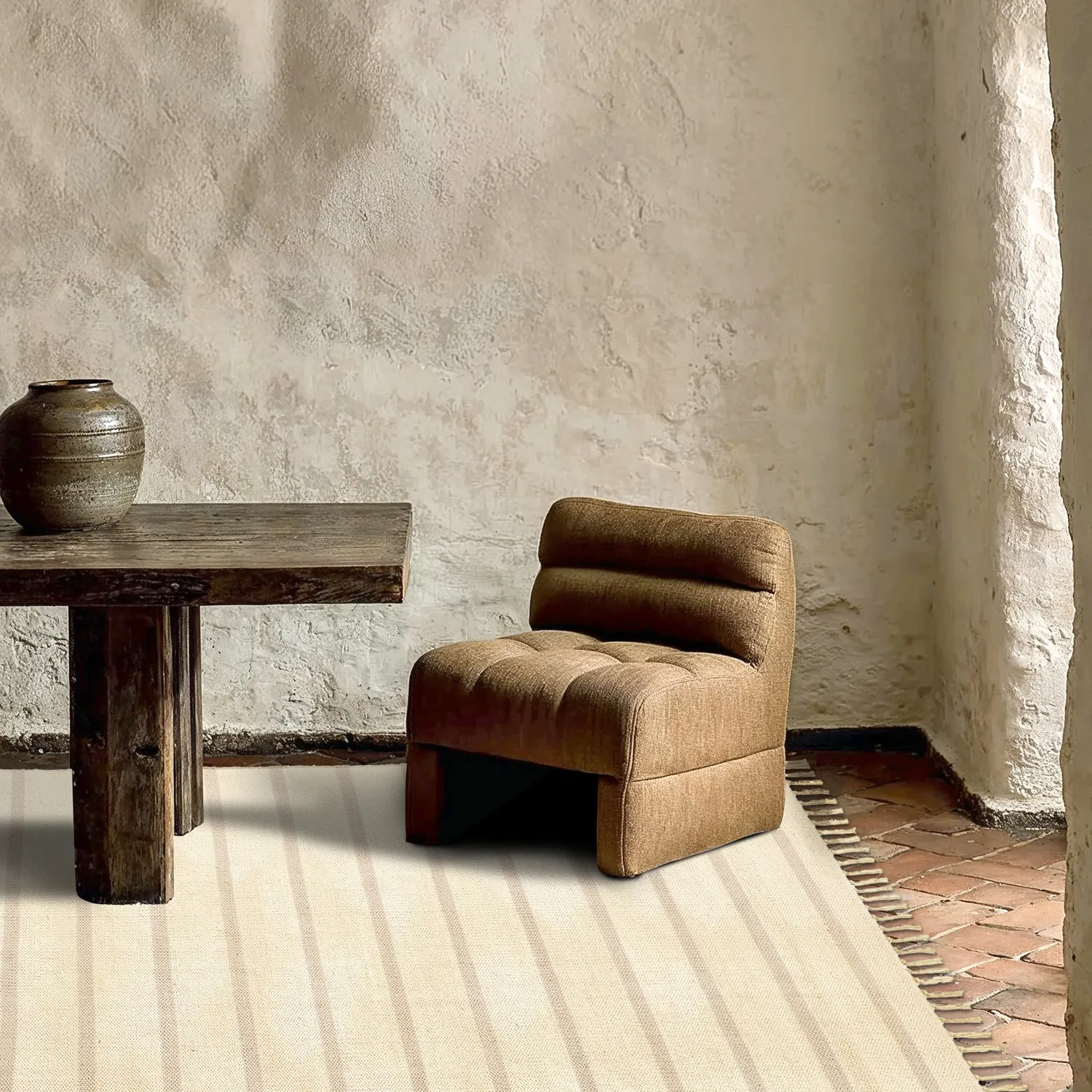 Bomuldstæppe - Helle (offwhite/grå)