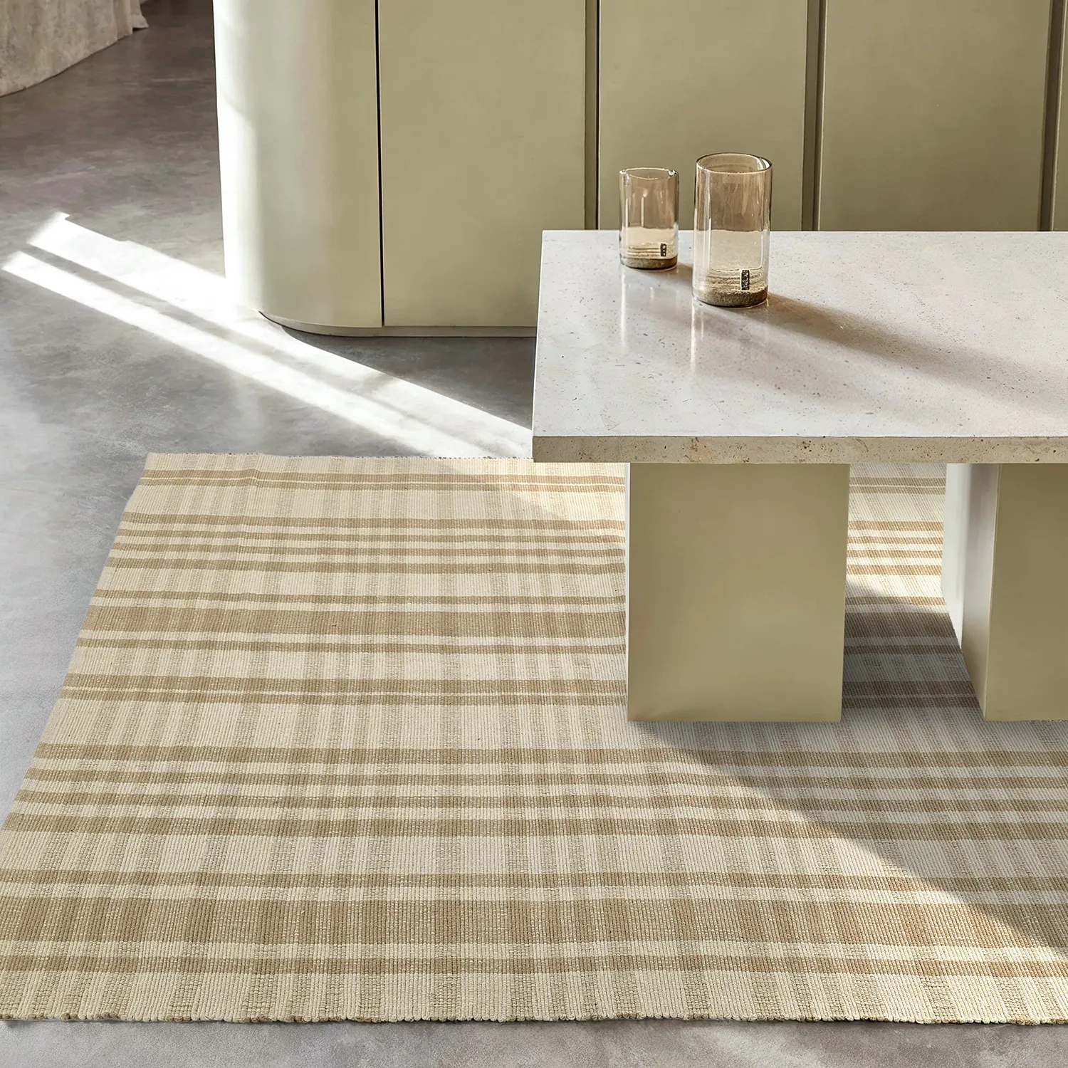 Bomuldstæppe - Husvik (beige)