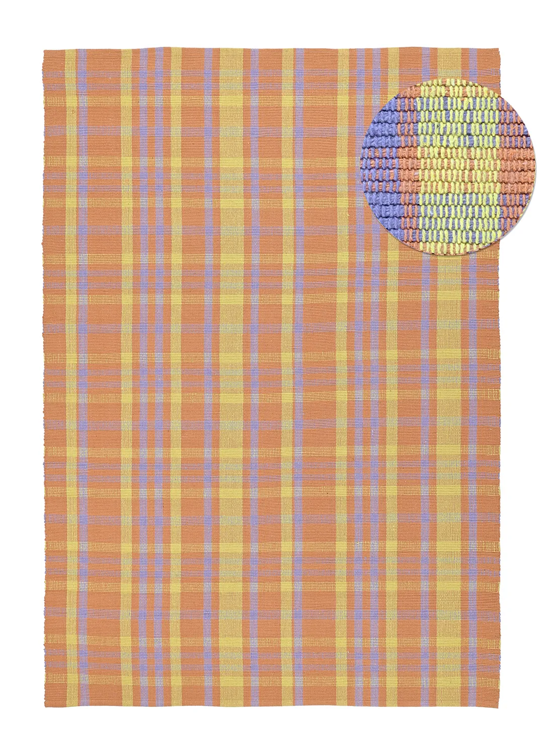 Bomuldstæppe - Husvik (koral/multi)