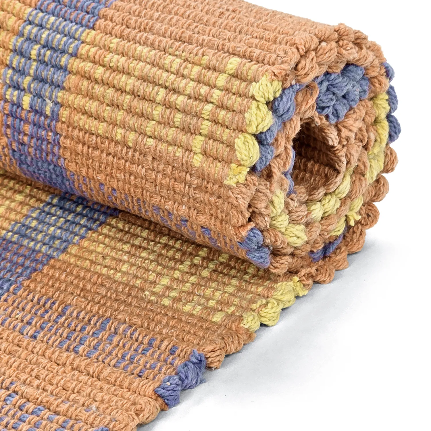 Bomuldstæppe - Husvik (koral/multi)