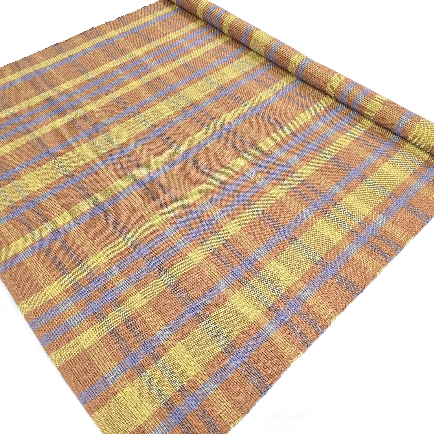 Bomuldstæppe - Husvik (koral/multi)