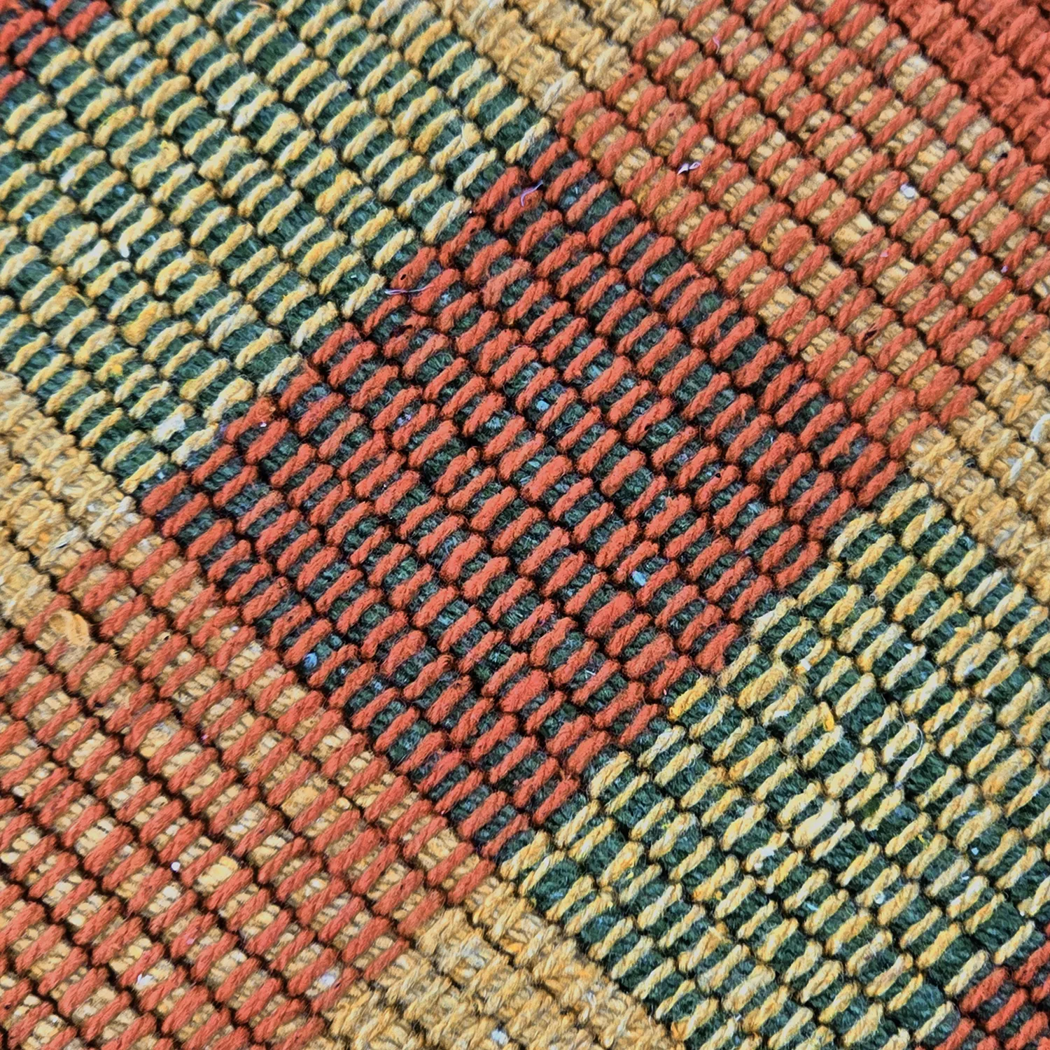 Bomuldstæppe - Husvik (sennep/multi)