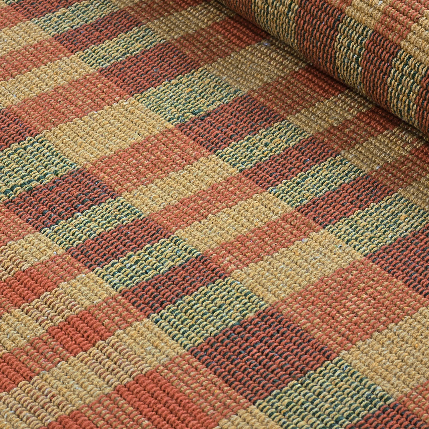 Bomuldstæppe - Husvik (sennep/multi)