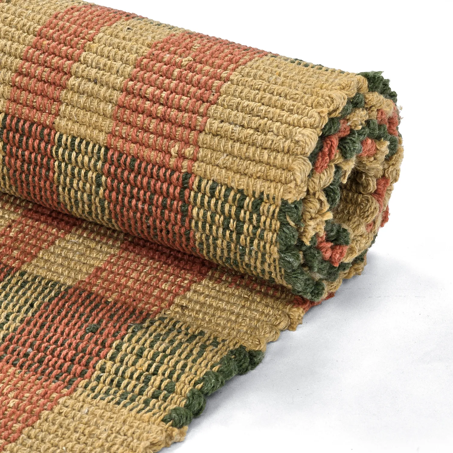 Bomuldstæppe - Husvik (sennep/multi)