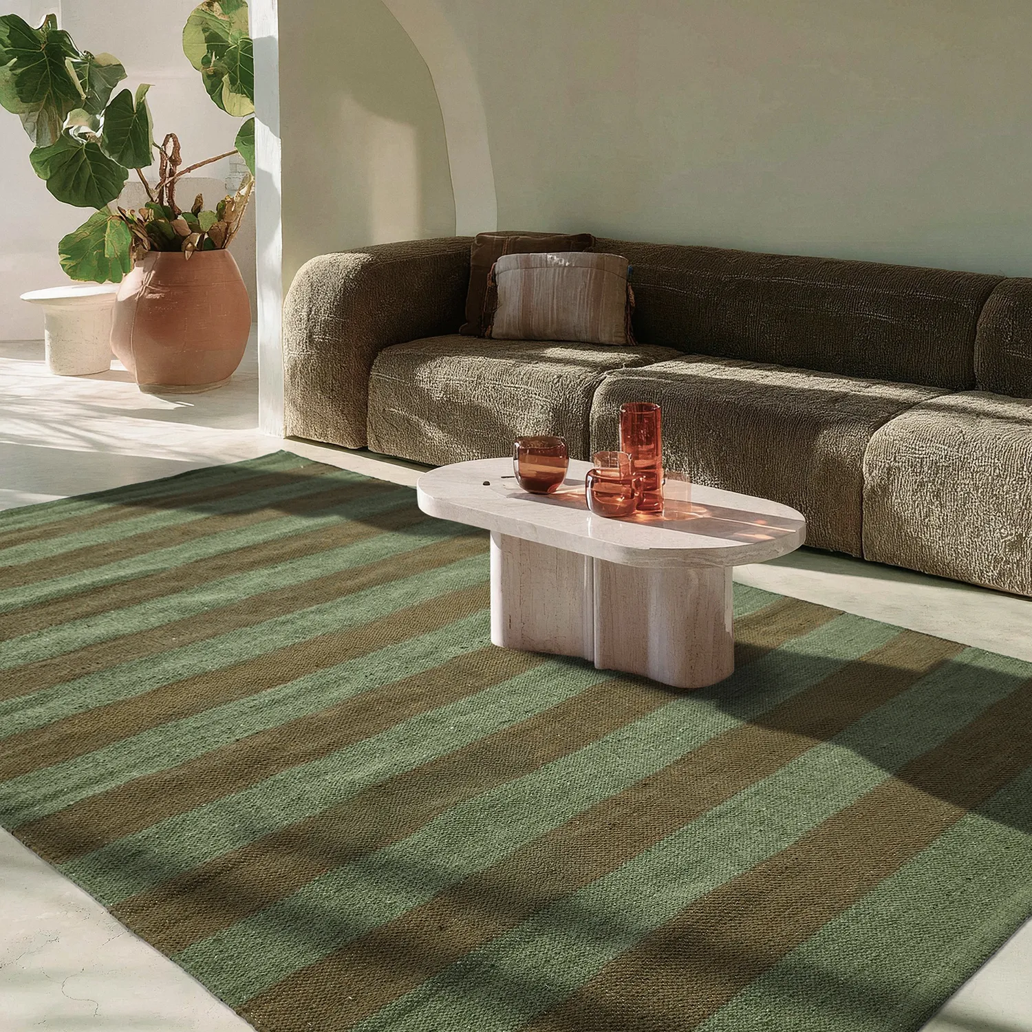 Bomuldstæppe - Nilo (mosgrøn)