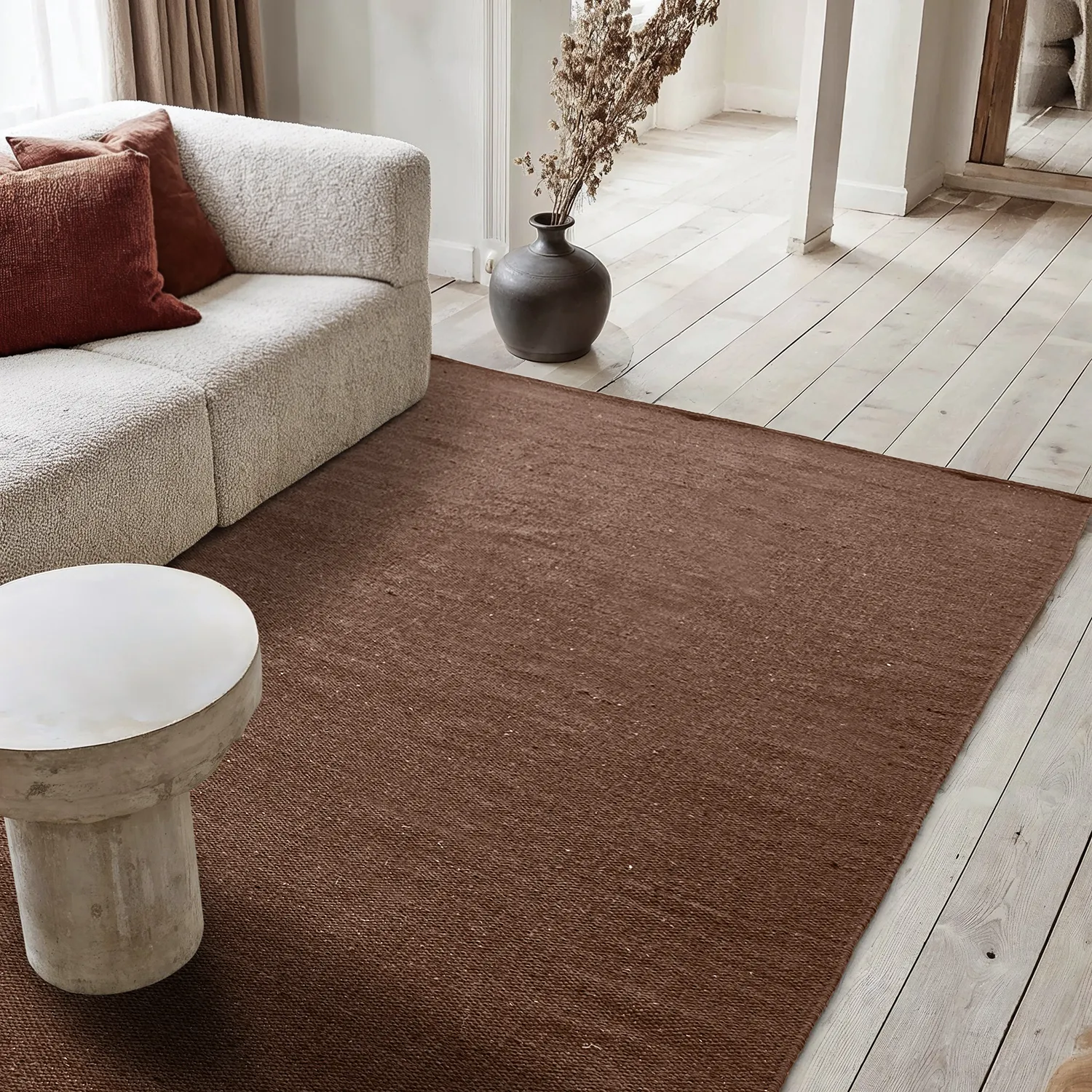 Bomuldstæppe - Rigolet (brun)