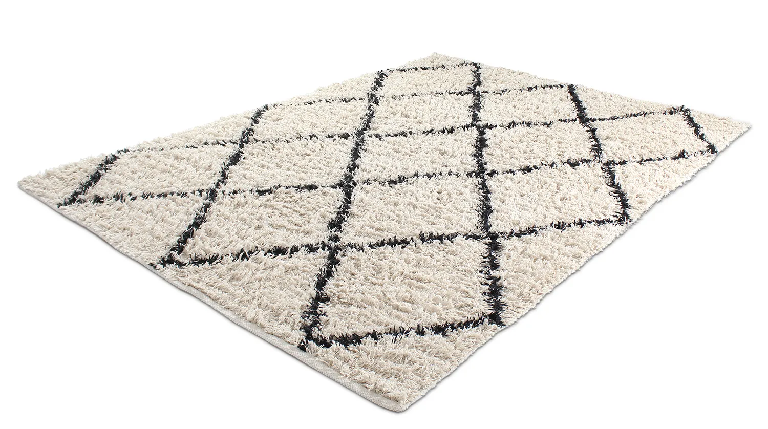 Ryatæpper - Alcott Natural Cotton Shaggy (sort/hvid)