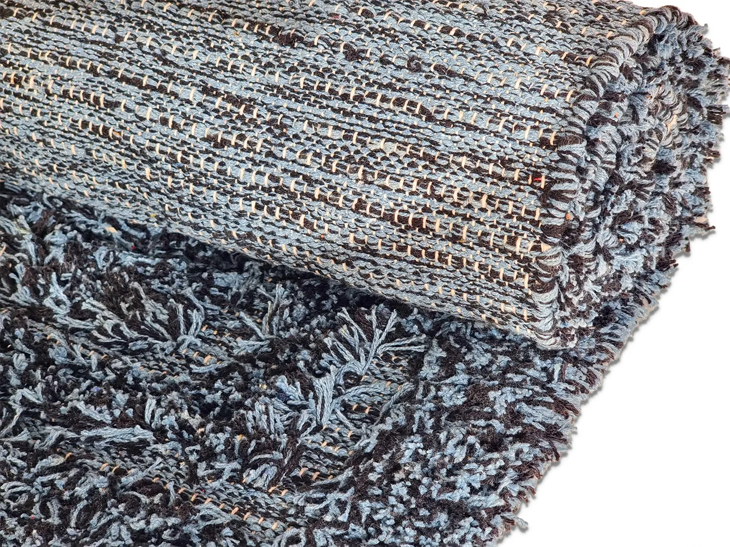 Ryatæpper - Kendra Natural Cotton Shaggy (grå/sort)