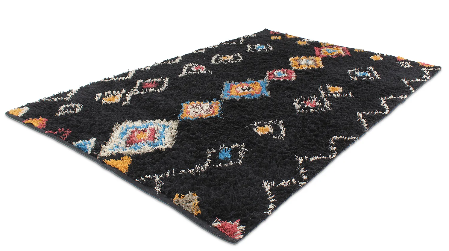 Ryatæpper - Marden Natural Cotton Shaggy (sort/multi)