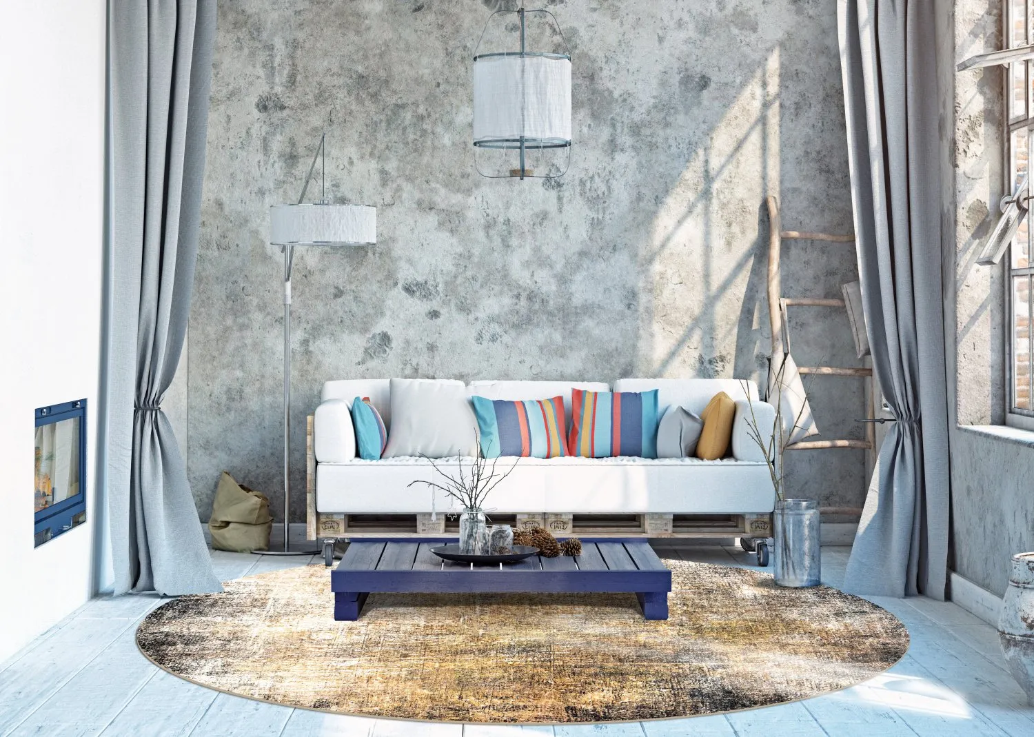 Rundt tæppe - Florent (brun)