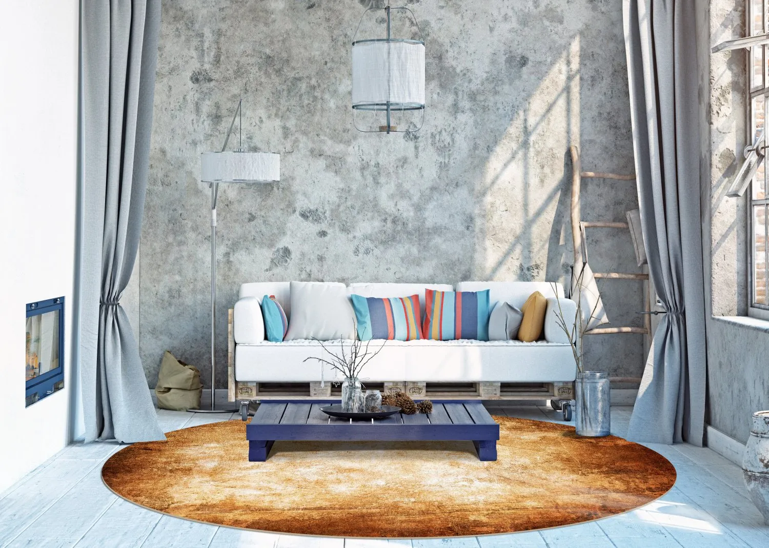 Rundt tæppe - Rimini (brun)