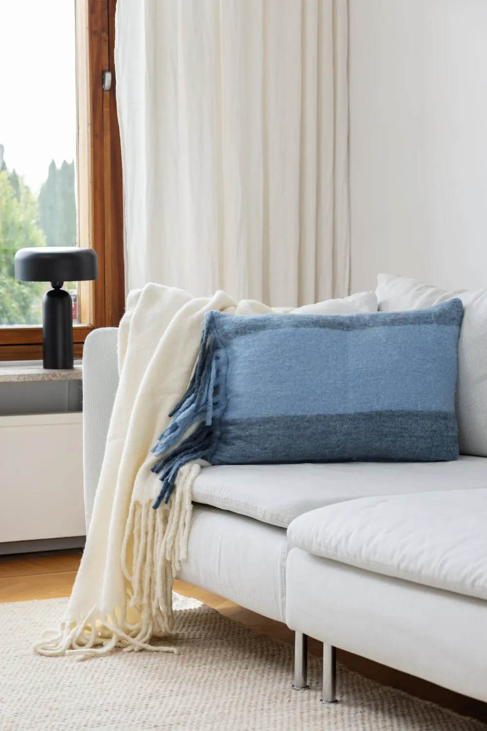 Pudebetræk i uldblanding - Carol (blå)