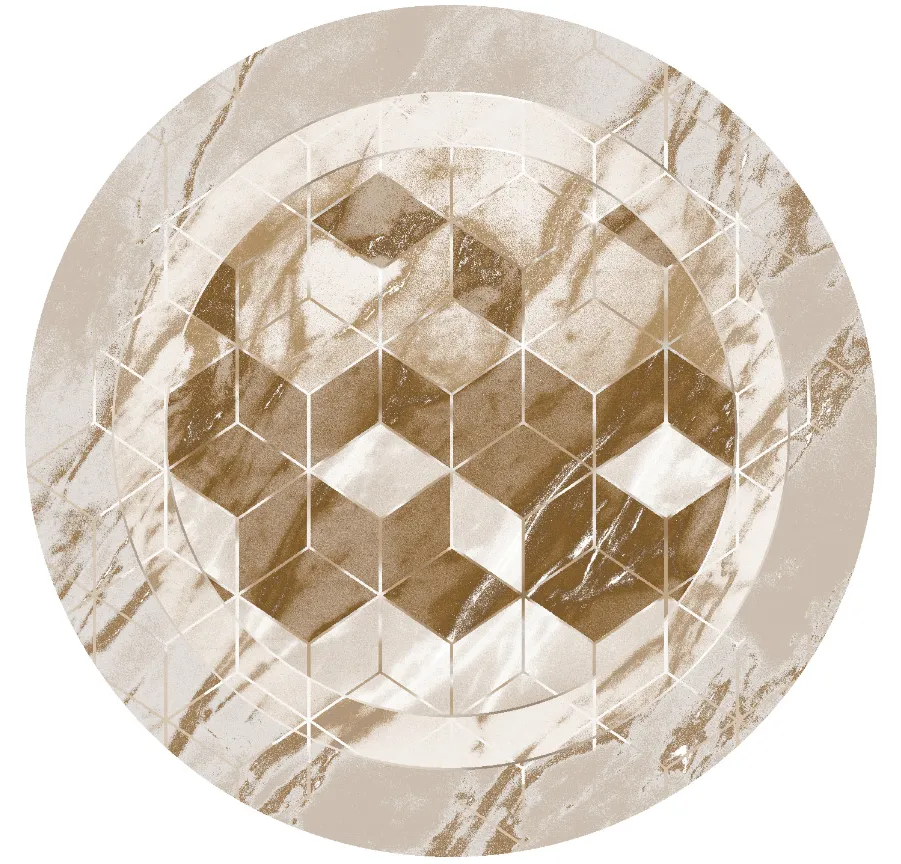 Rundt tæppe - Castello (beige/hvid)