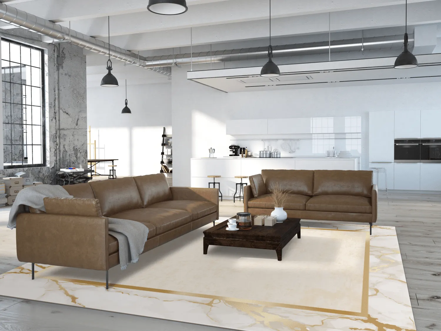 Wilton-tæppe - Cerasia (beige/hvid/guld)