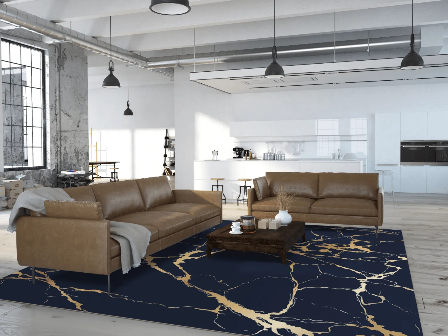 Wilton-tæppe - Cesina (sort/guld)