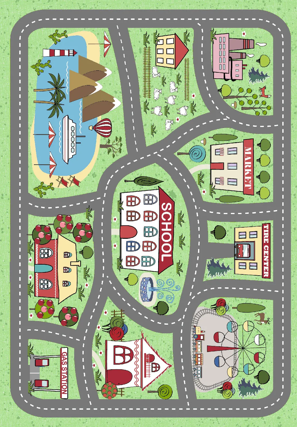 Børnetæppe - City Town (multi)