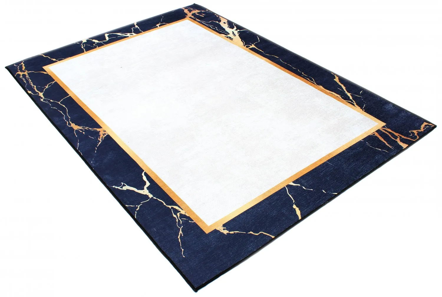 Wilton-tæppe - Cerasia (blå/hvid/guld)