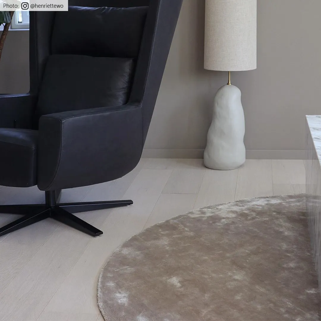 Rundt tæppe - Jodhpur Special Luxury Edition Viscose (lysegrå/beige)