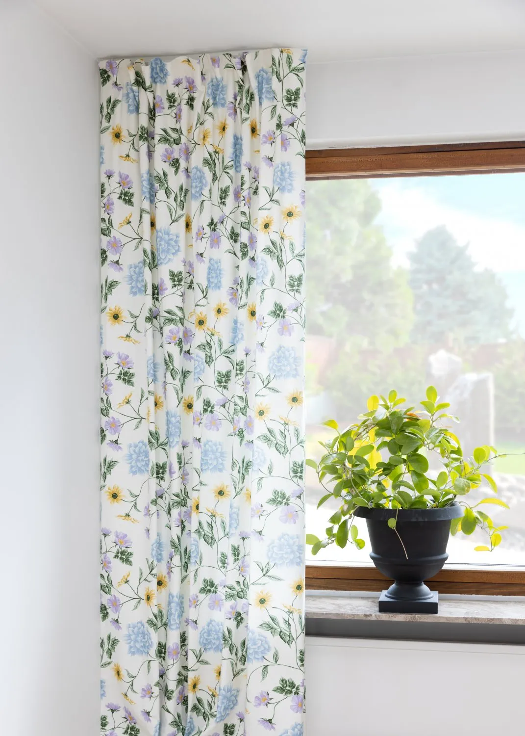 Gardiner - Bomuldsgardin Dahlia (blå)