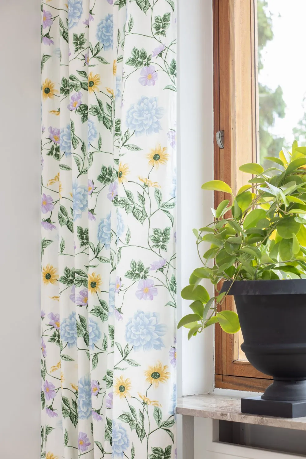 Gardiner - Bomuldsgardin Dahlia (blå)